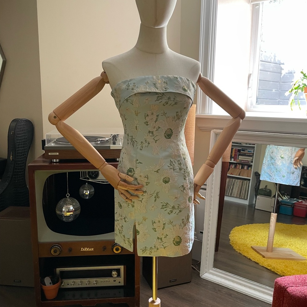 Cider Green Strapless Garden Party Dress
